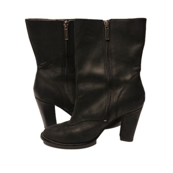 Harley Davidson Moto Boots Size 8 Leather Zip Side Button Accents Stamped Logo - Picture 5 of 16